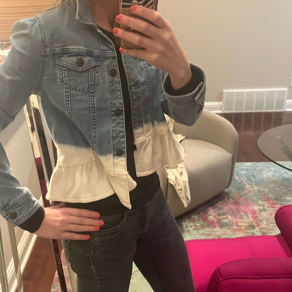 Cute Kate Spade Dip Dye denim & white jacket!